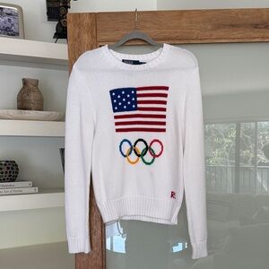Ralph Lauren White Flag and Olympic Rings Sweater